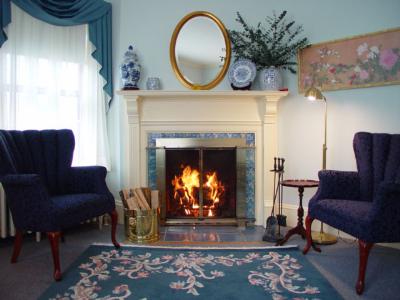 Relax by the fire in the White Birch Suite
