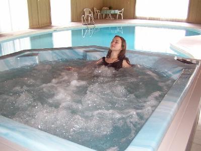 Melt away the tension in our 100 degree hot tub