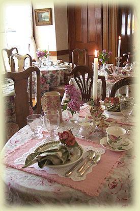Breakfast by candlelight in Victorian dining room