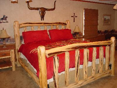 Cattle Baron's cedar bed in the Bonanza room.