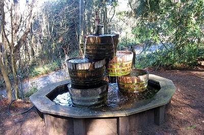 Wine Barrel Fountain in Redwood Grove